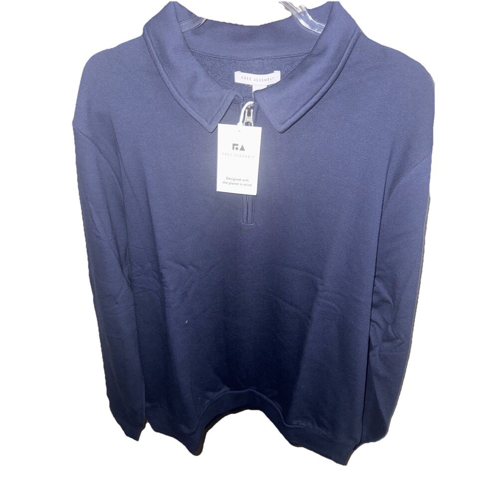 Free Assembly Men’s Blue Quarter Zip Pullover Size L |